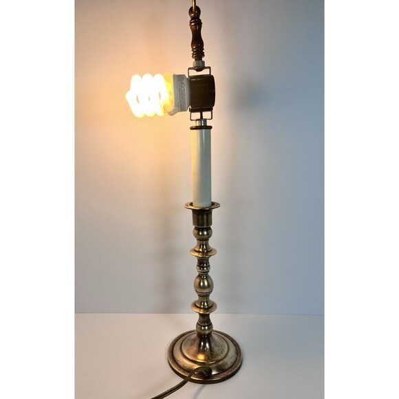 Vintage Brass Candlestick‎ Skinny Lamp With Double Bulb Holder No Shade 20” Tall - Picture 3 of 10